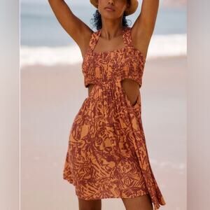 Anthropologie Women’s Piper Bandeau Orange Tiger Print Racer Back Mini Dress M